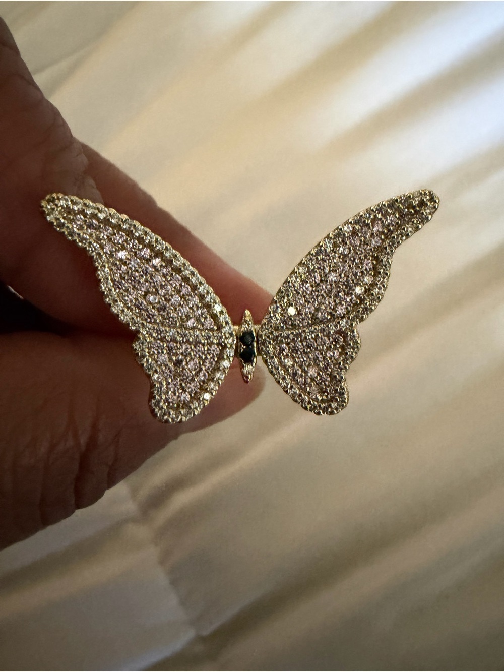 Gold Butterfly Crystal Brooch - Sparkling Gold Tone Accent